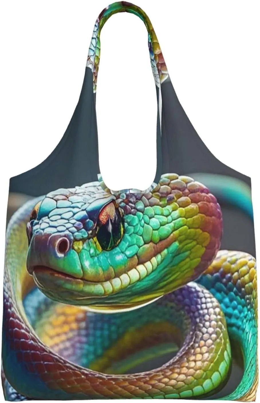 Canvas Tote Bag Lightweight Reusable Grocery Shopping Bag 3D Snake Handbag for Women Men