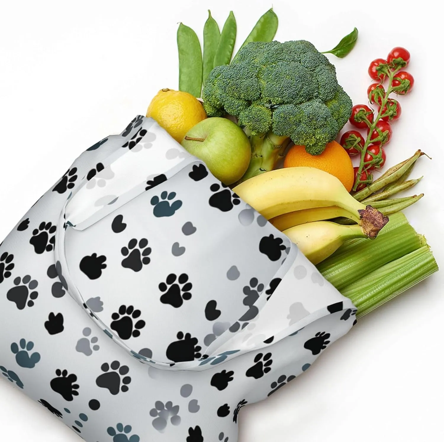 Canvas Tote Bag Lightweight Reusable Grocery Shopping Bag Big Eyed Dog Handbag for Women Men
