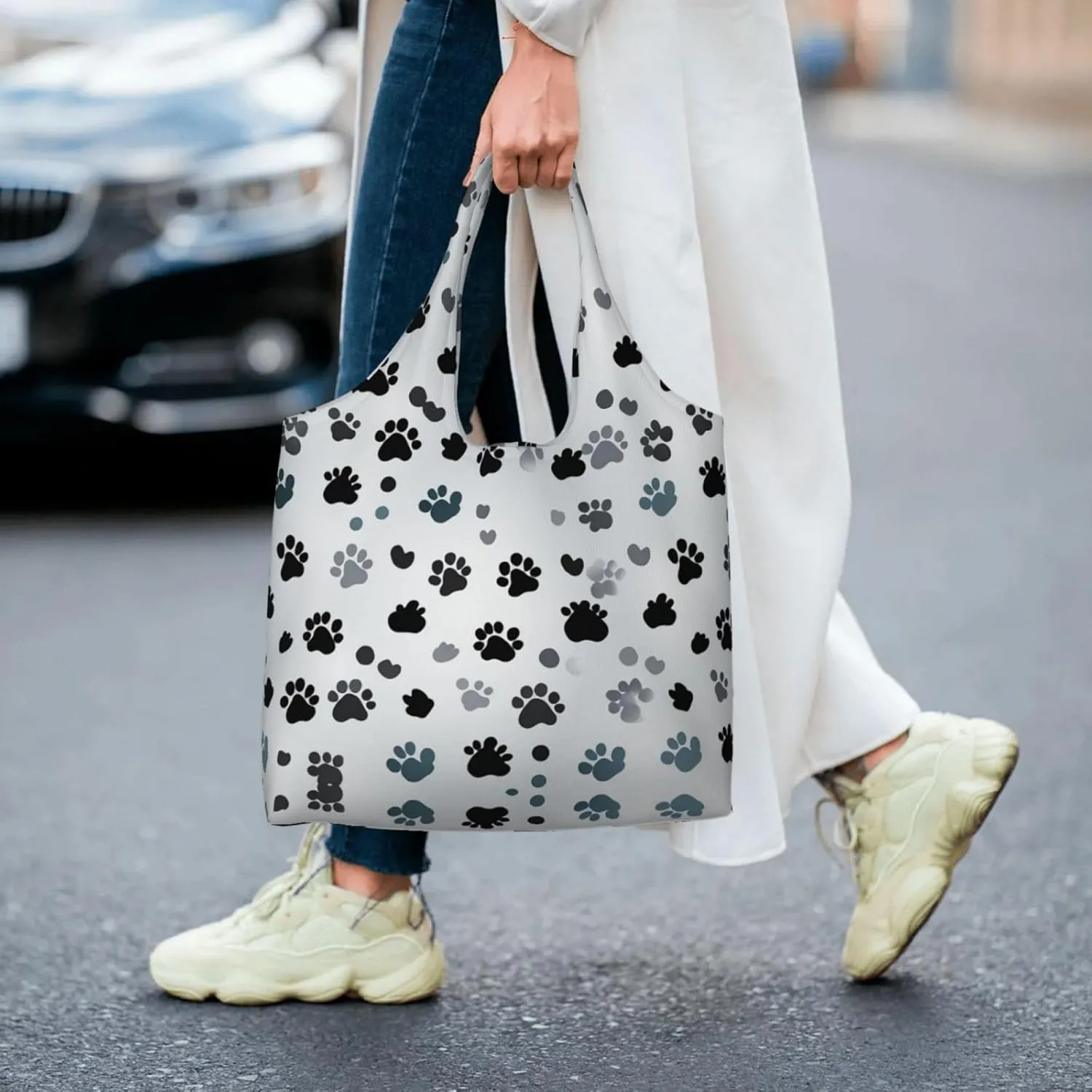 Canvas Tote Bag Lightweight Reusable Grocery Shopping Bag Big Eyed Dog Handbag for Women Men