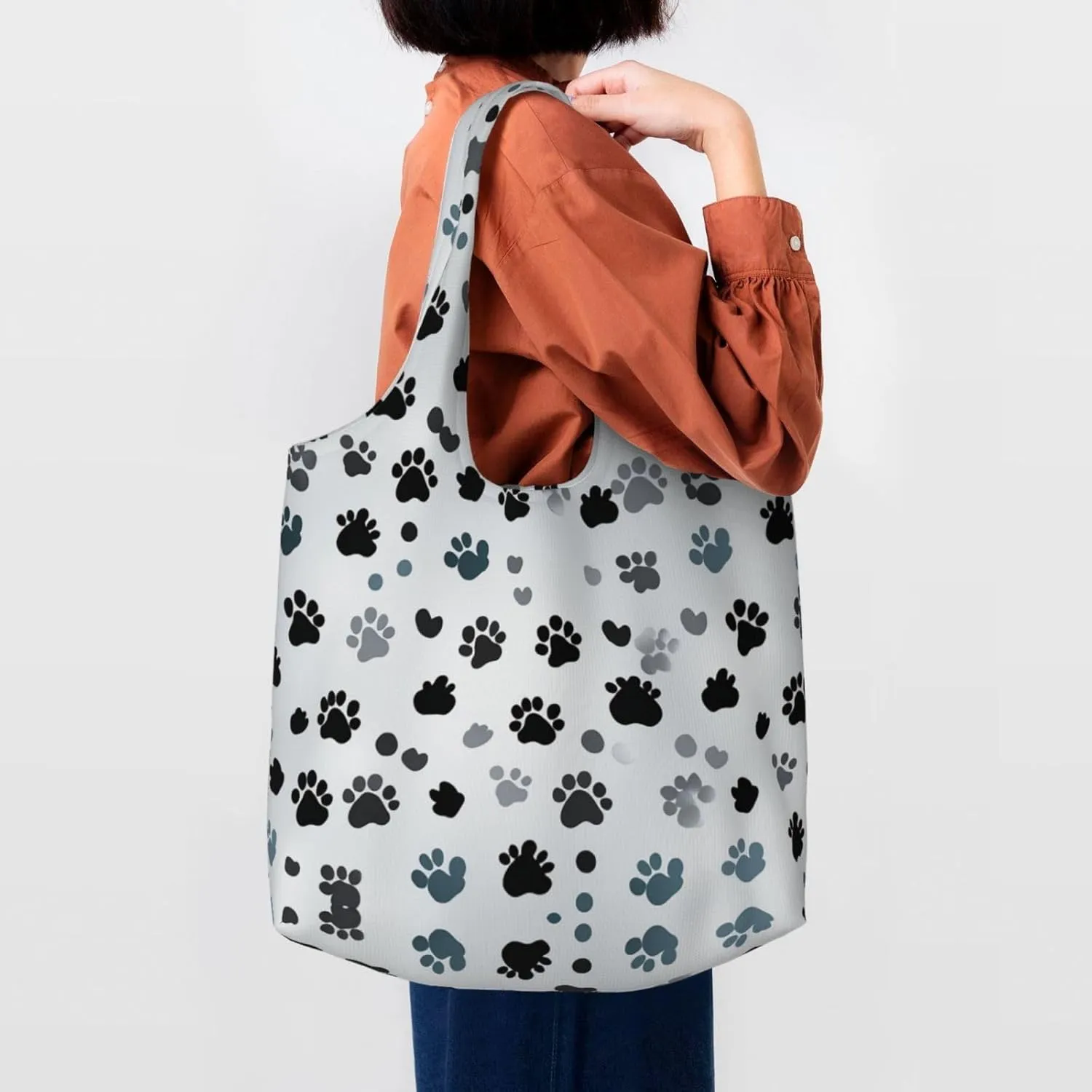 Canvas Tote Bag Lightweight Reusable Grocery Shopping Bag Big Eyed Dog Handbag for Women Men