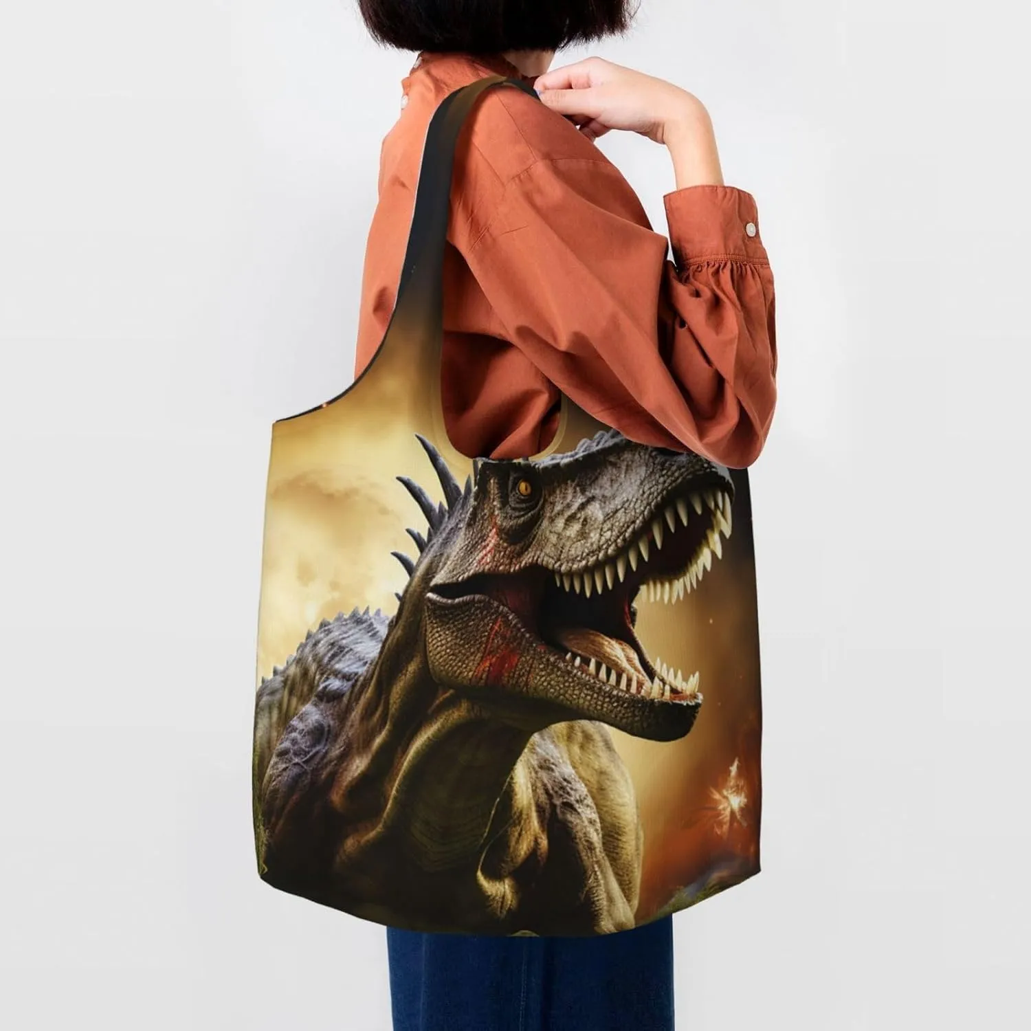 Canvas Tote Bag Lightweight Reusable Grocery Shopping Bag Dots on Leopard Print Handbag for Women Men