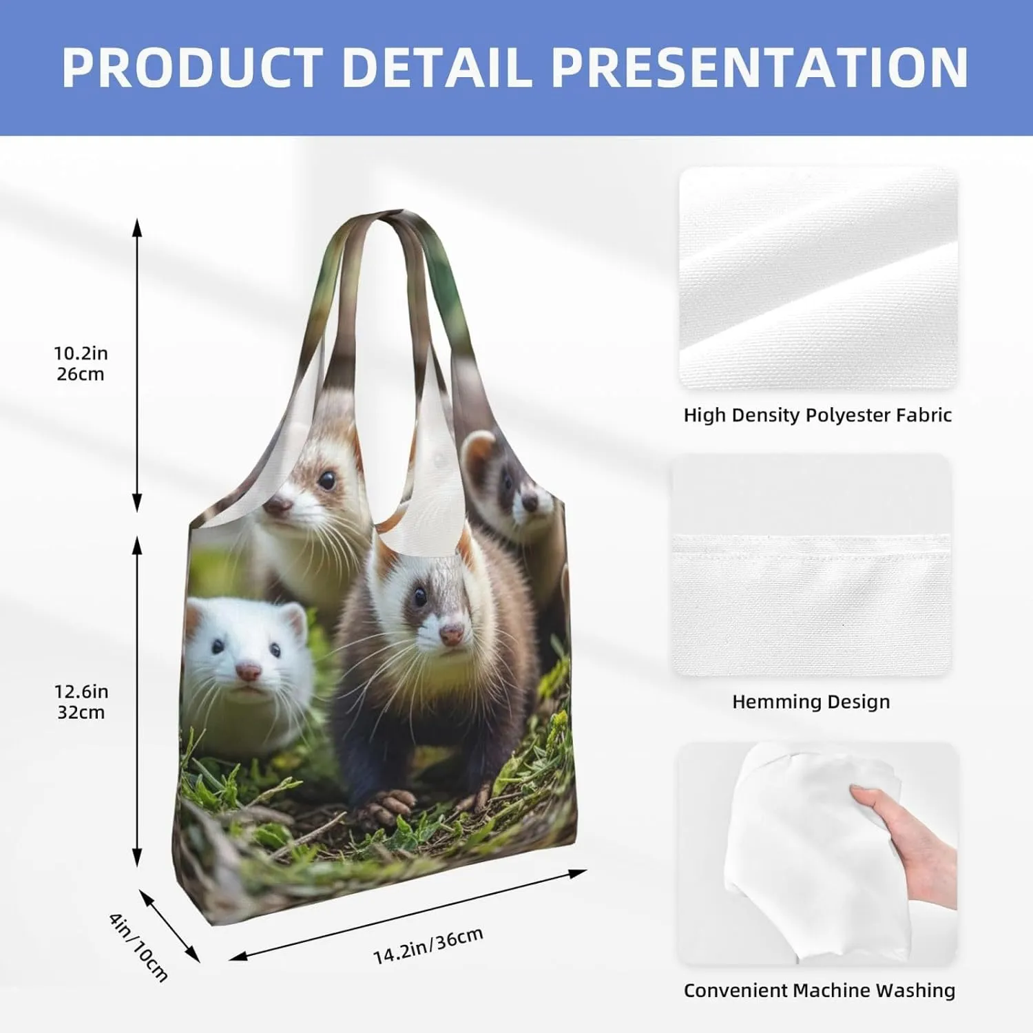 Canvas Tote Bag Lightweight Reusable Grocery Shopping Bag Golden Retriever dogs puppies pets Handbag for Women Men