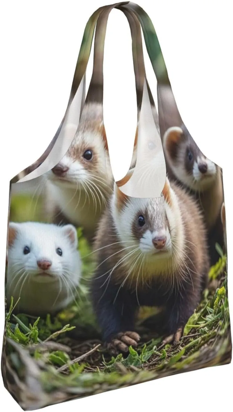 Canvas Tote Bag Lightweight Reusable Grocery Shopping Bag Golden Retriever dogs puppies pets Handbag for Women Men