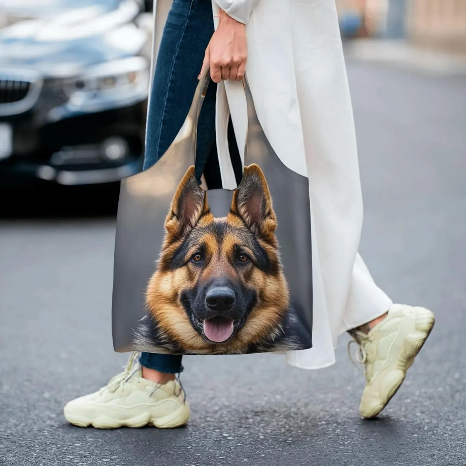 Canvas Tote Bag Lightweight Reusable Grocery Shopping Bag Golden Retriever dogs puppies pets Handbag for Women Men