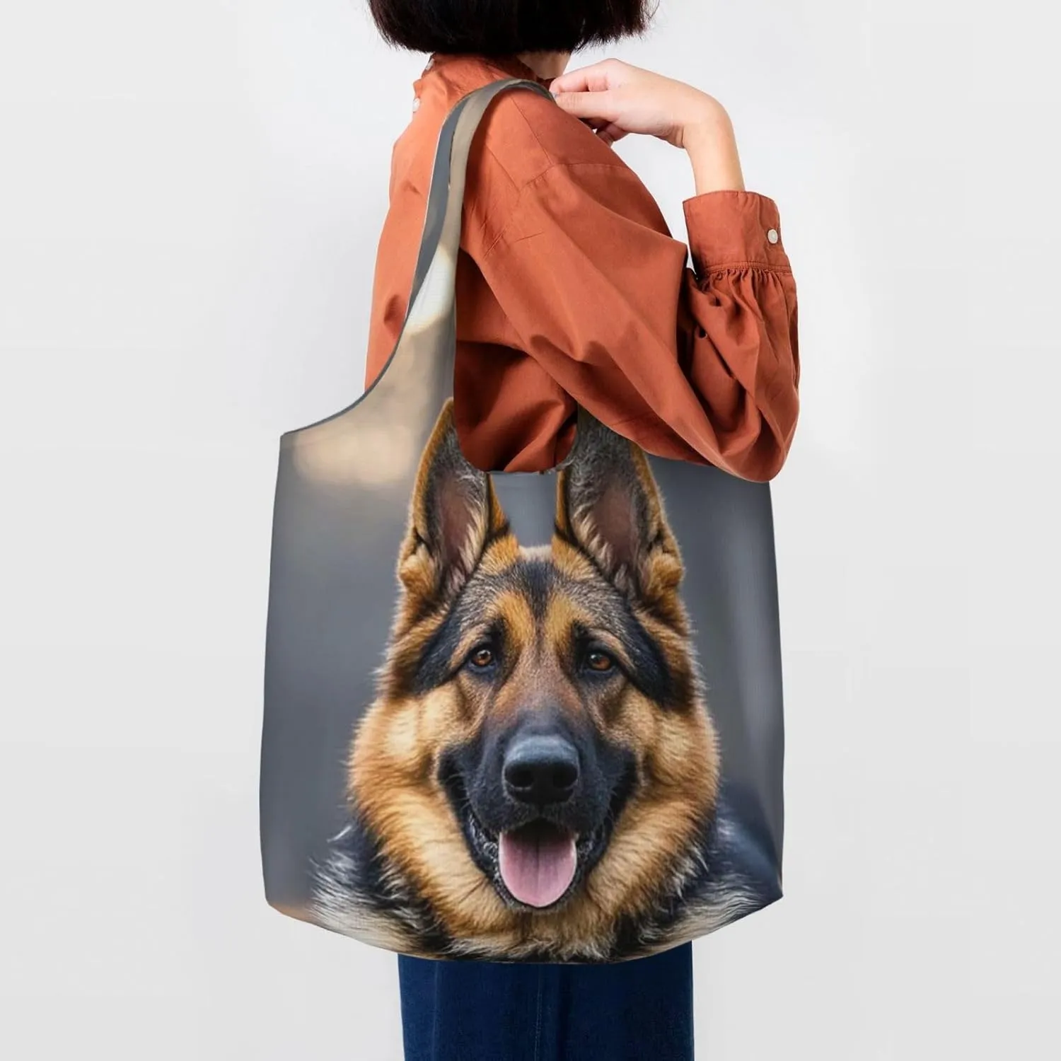 Canvas Tote Bag Lightweight Reusable Grocery Shopping Bag Golden Retriever dogs puppies pets Handbag for Women Men