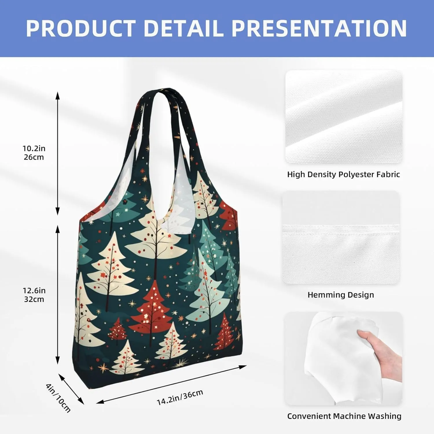 Canvas Tote Bag Lightweight Reusable Grocery Shopping Bag Red Shark Image Handbag for Women Men