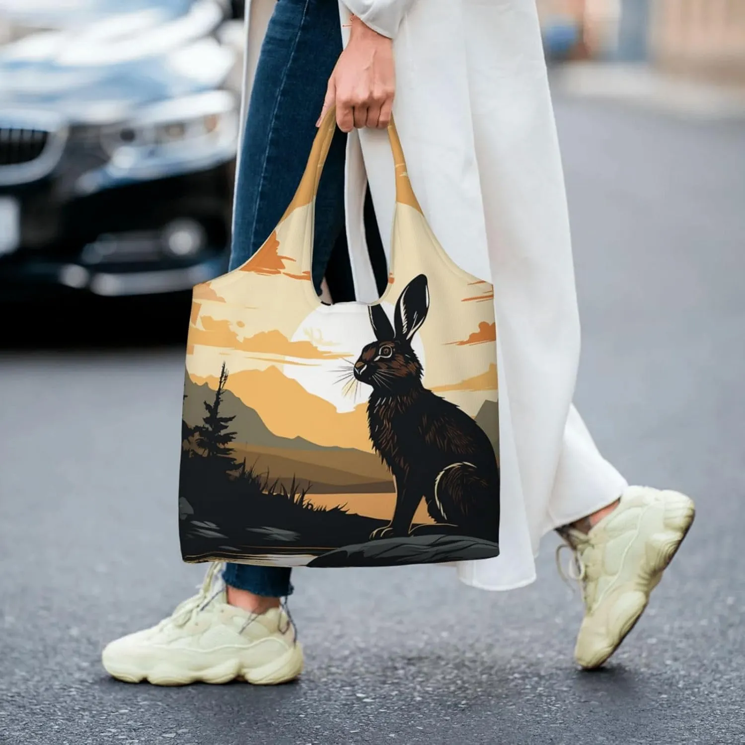 Canvas Tote Bag Lightweight Reusable Grocery Shopping Bag Red Shark Image Handbag for Women Men