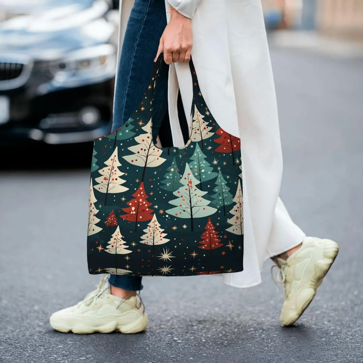 Canvas Tote Bag Lightweight Reusable Grocery Shopping Bag Red Shark Image Handbag for Women Men