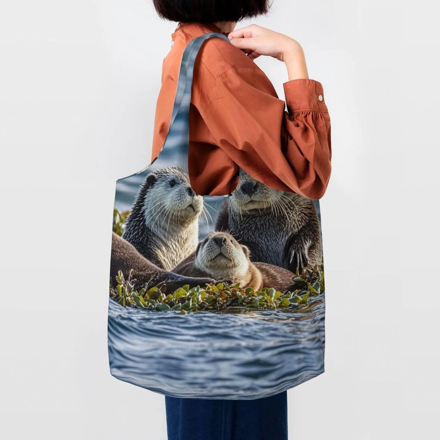 Canvas Tote Bag Lightweight Reusable Grocery Shopping Bag Sloth Sunflower Handbag for Women Men