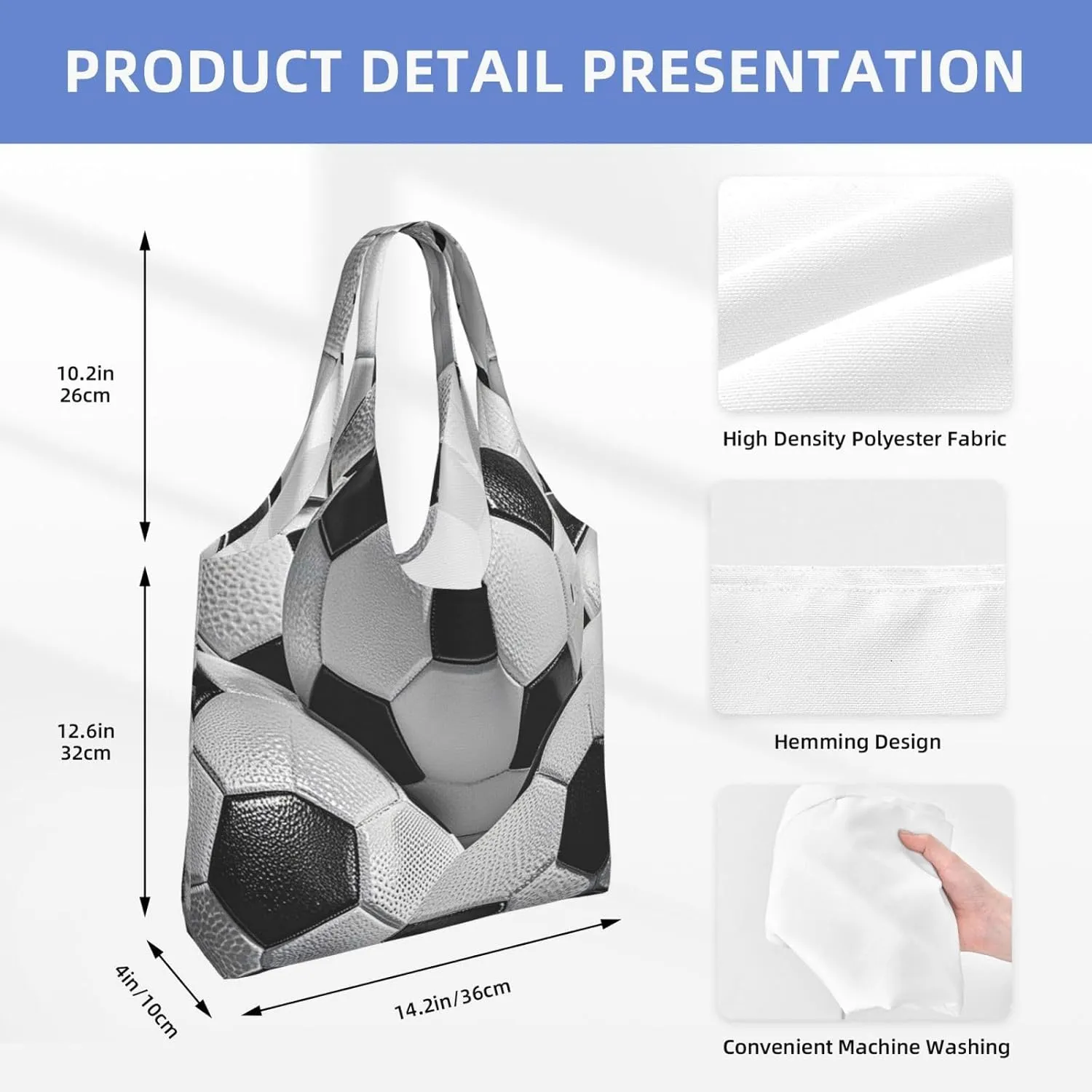Canvas Tote Bag Lightweight Reusable Grocery Shopping Bag Teal Grey and White Floral Handbag for Women Men