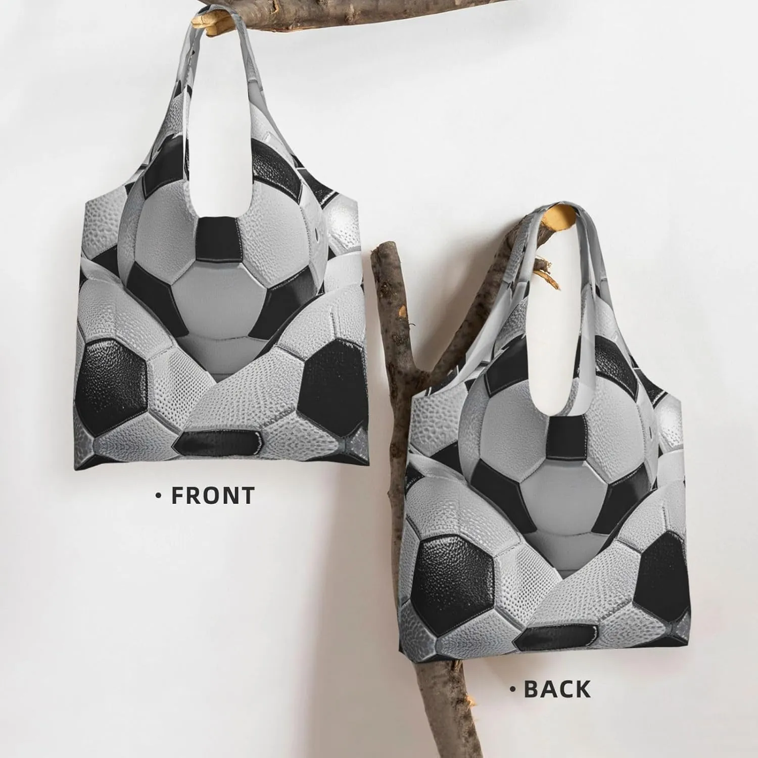 Canvas Tote Bag Lightweight Reusable Grocery Shopping Bag Teal Grey and White Floral Handbag for Women Men
