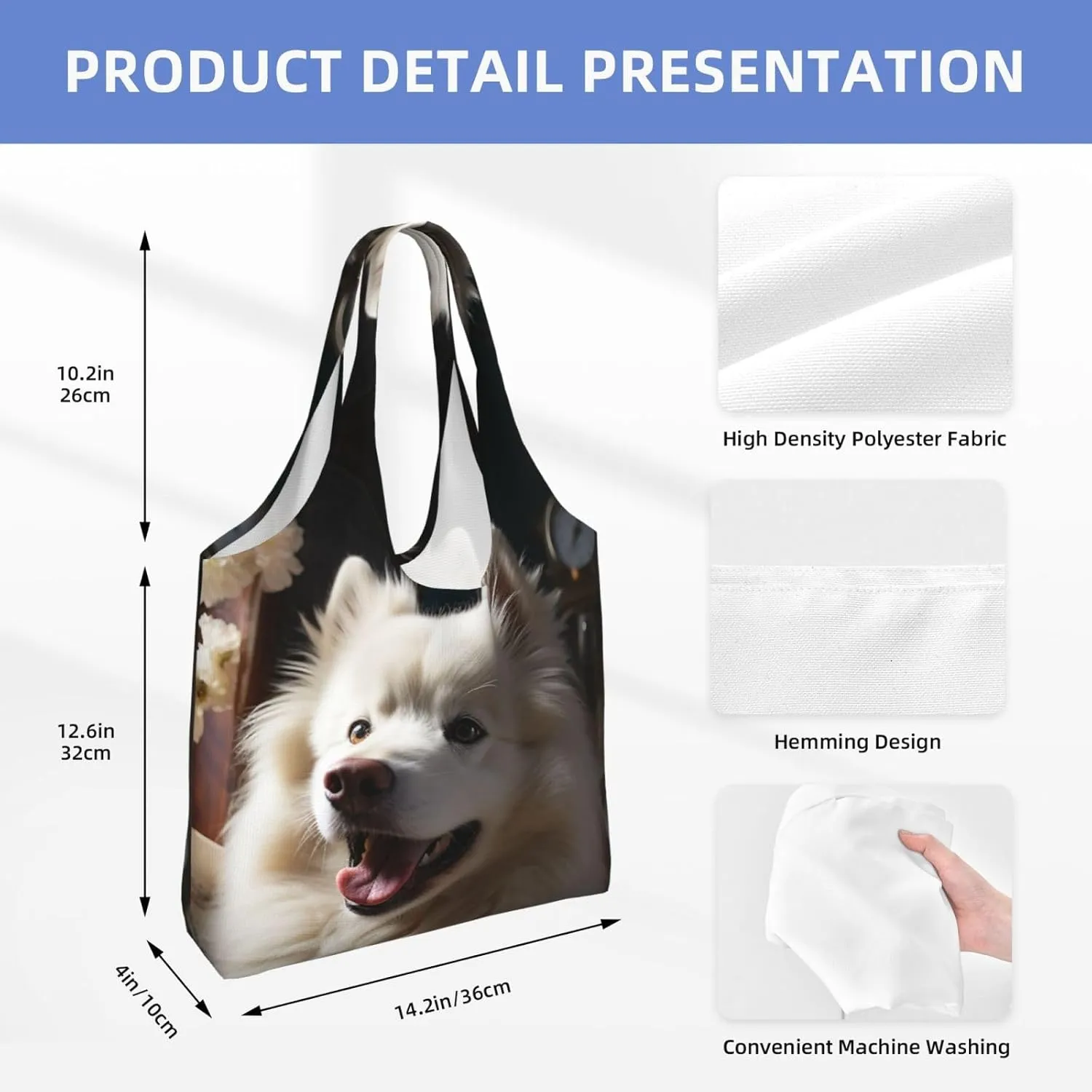 Canvas Tote Bag Lightweight Reusable Grocery Shopping Bag Yellow Flowers Handbag for Women Men