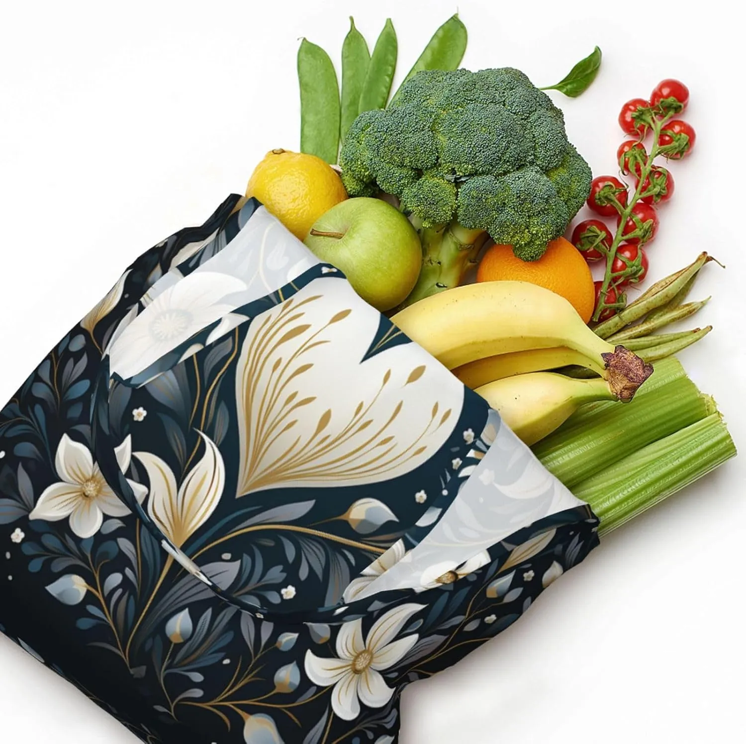 Canvas Tote Bag Lightweight Reusable Grocery Shopping Bag Yellow Flowers Handbag for Women Men