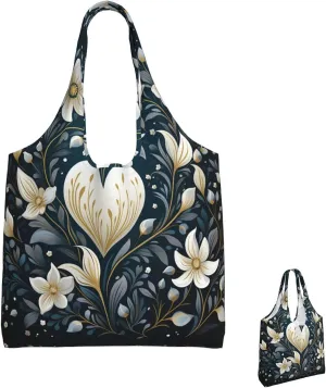 Canvas Tote Bag Lightweight Reusable Grocery Shopping Bag Yellow Flowers Handbag for Women Men