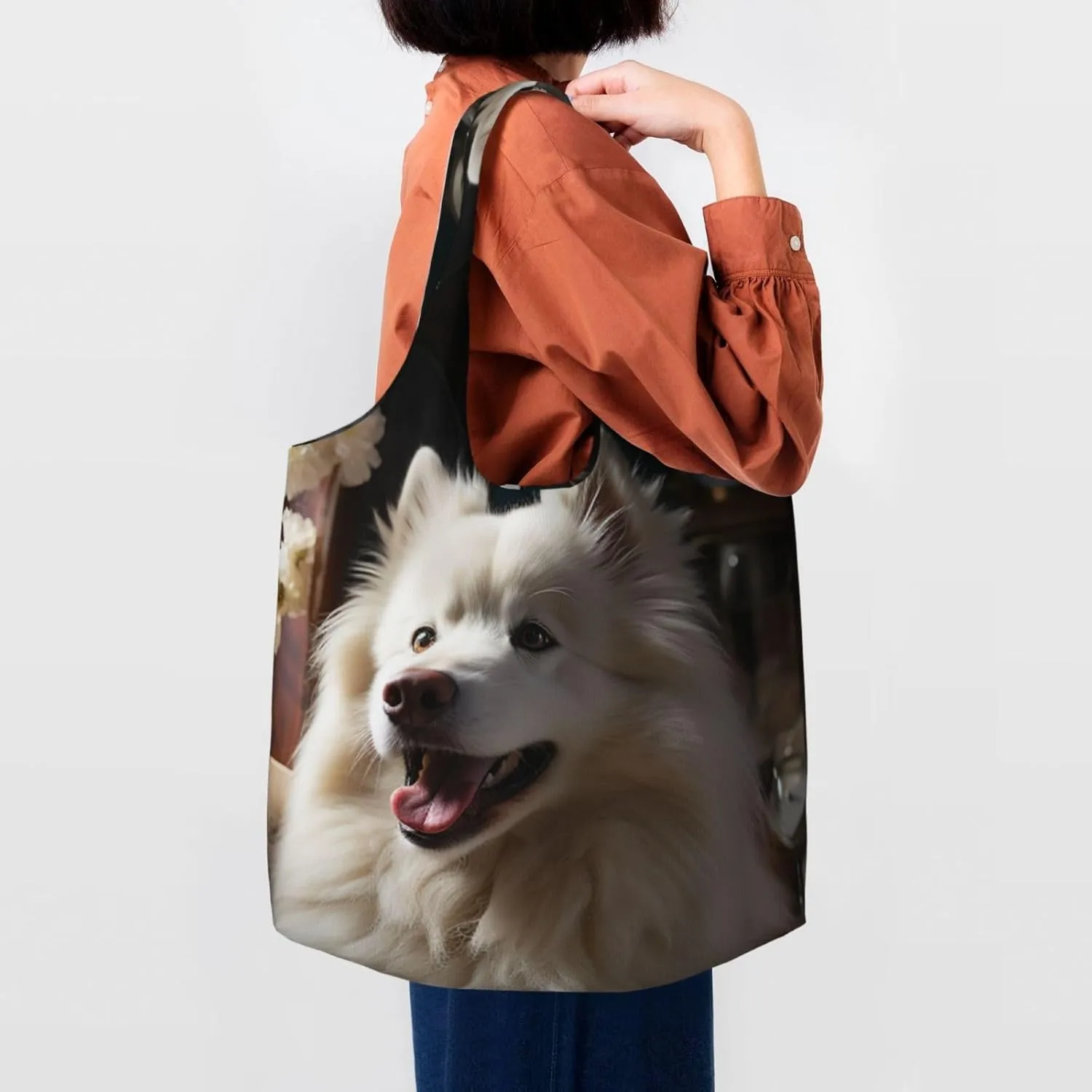 Canvas Tote Bag Lightweight Reusable Grocery Shopping Bag Yellow Flowers Handbag for Women Men