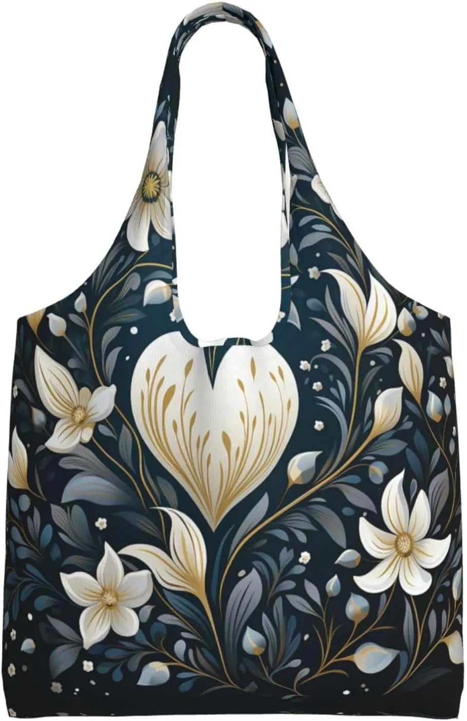 Canvas Tote Bag Lightweight Reusable Grocery Shopping Bag Yellow Flowers Handbag for Women Men