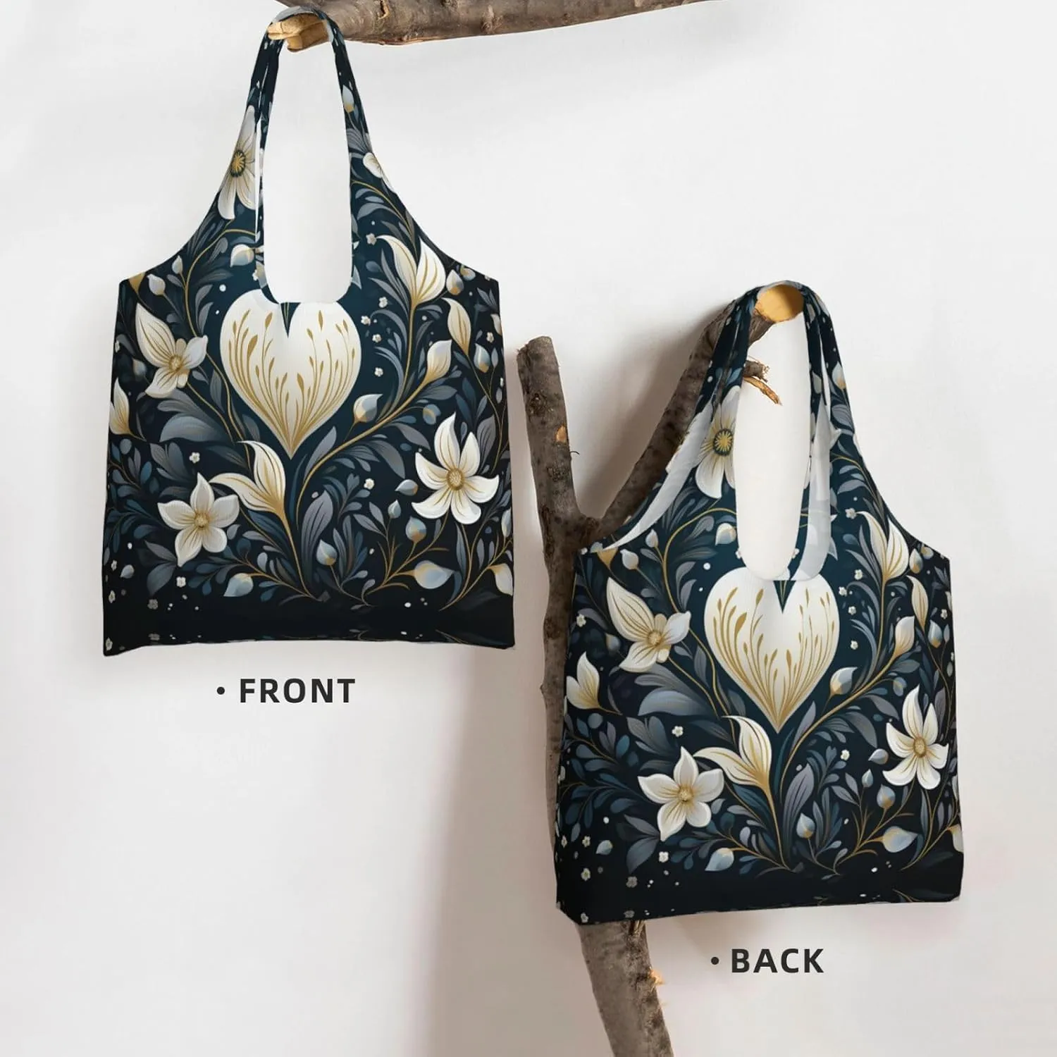 Canvas Tote Bag Lightweight Reusable Grocery Shopping Bag Yellow Flowers Handbag for Women Men