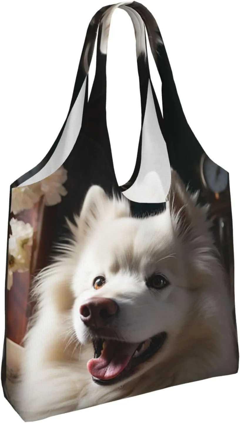 Canvas Tote Bag Lightweight Reusable Grocery Shopping Bag Yellow Flowers Handbag for Women Men