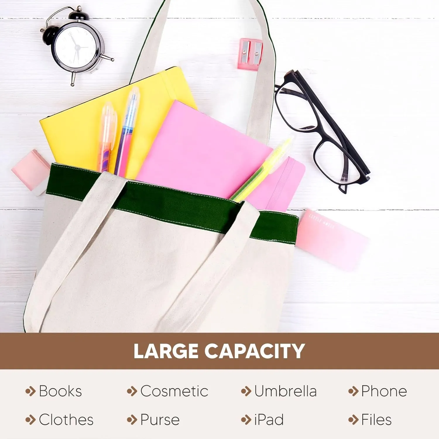 Canvas Tote Bag with Handles for Woman, Reusable Cloth Bag for Groceries and Shopping In Bulk - Blank Cotton Tote Bag, Suitable for DIY Projects HEAVY DUTY, 16"X14.5" With 4” Gusset, Green 4 Pack