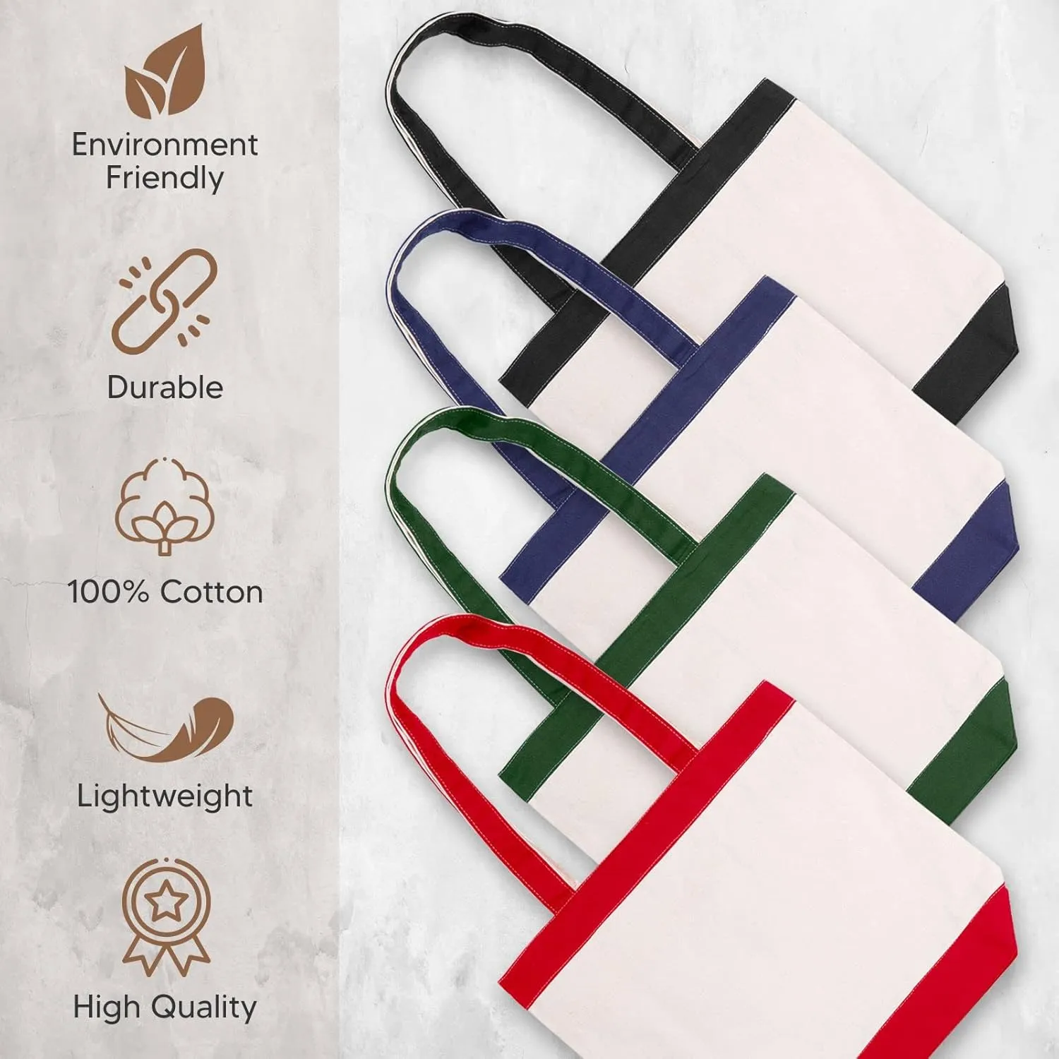 Canvas Tote Bag with Handles for Woman, Reusable Cloth Bag for Groceries and Shopping In Bulk - Blank Cotton Tote Bag, Suitable for DIY Projects HEAVY DUTY, 16"X14.5" With 4” Gusset, Green 4 Pack