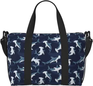Cartoon Cute Hammerhead Shark Travel Duffle Bag For Women Men Weekender Overnight Bag Gym Bag For Women, Carry On Airport Bag, Travel Tote Bag With Strap For Gym Travel Business Trips