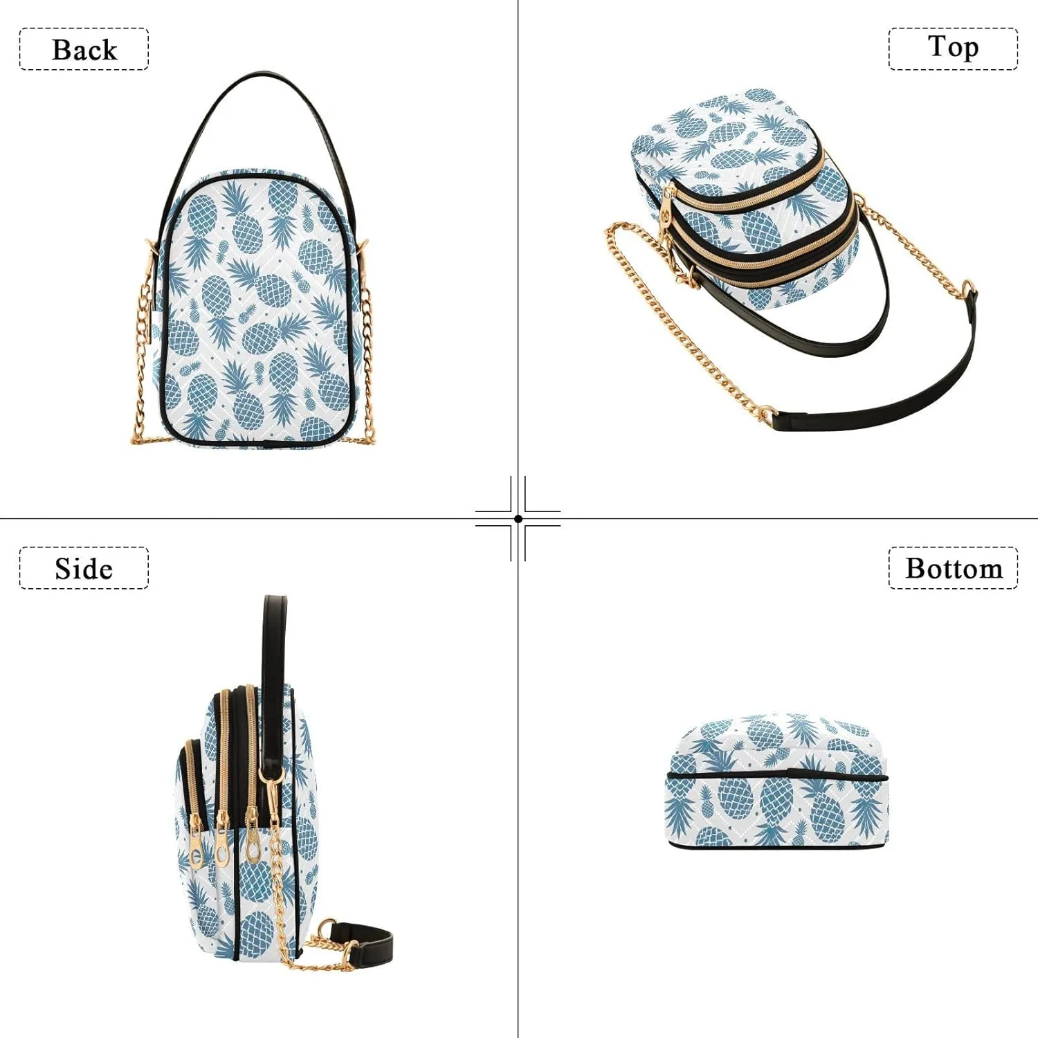 Cartoon Easter Bunny and Eggs Cross Body Bags Triple Zip Small Handbag, Small Bags for Women