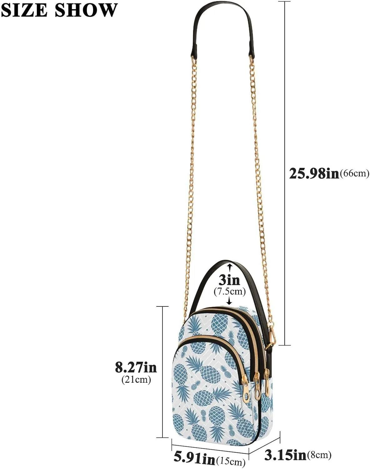 Cartoon Easter Bunny and Eggs Cross Body Bags Triple Zip Small Handbag, Small Bags for Women