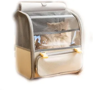 Cat Outdoor Backpack Breathable Portable Foldable Portable Large Capacity (White)
