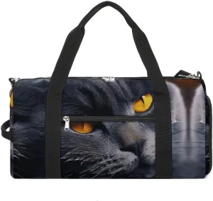 Cats with Yellow Eyes Sports Gym Bag Carry on Holdalls for Men Small Duffel Bags for Women with Shoe Compartment