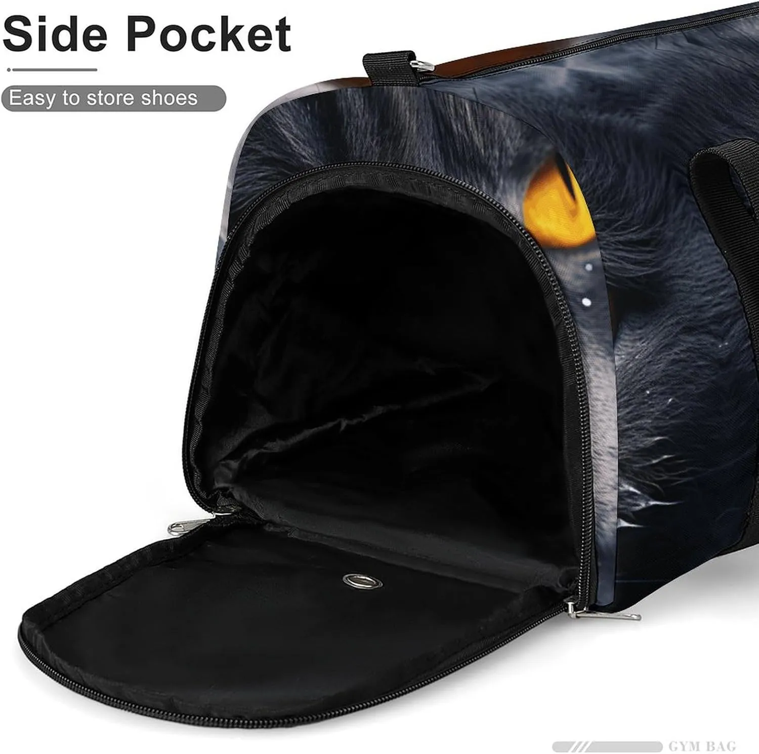 Cats with Yellow Eyes Sports Gym Bag Carry on Holdalls for Men Small Duffel Bags for Women with Shoe Compartment