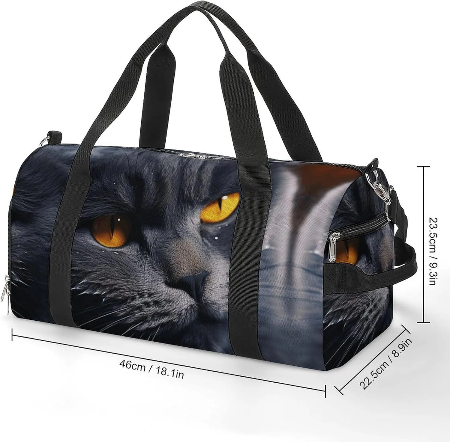 Cats with Yellow Eyes Sports Gym Bag Carry on Holdalls for Men Small Duffel Bags for Women with Shoe Compartment