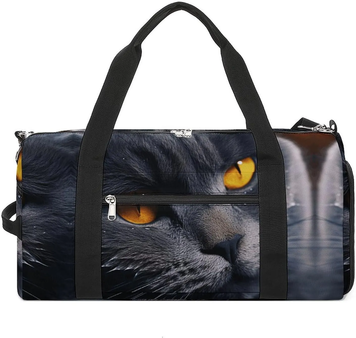 Cats with Yellow Eyes Sports Gym Bag Carry on Holdalls for Men Small Duffel Bags for Women with Shoe Compartment
