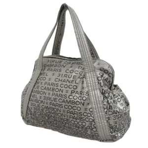 CHANEL unlimited handbag shoulder bag tote silver with seal 1