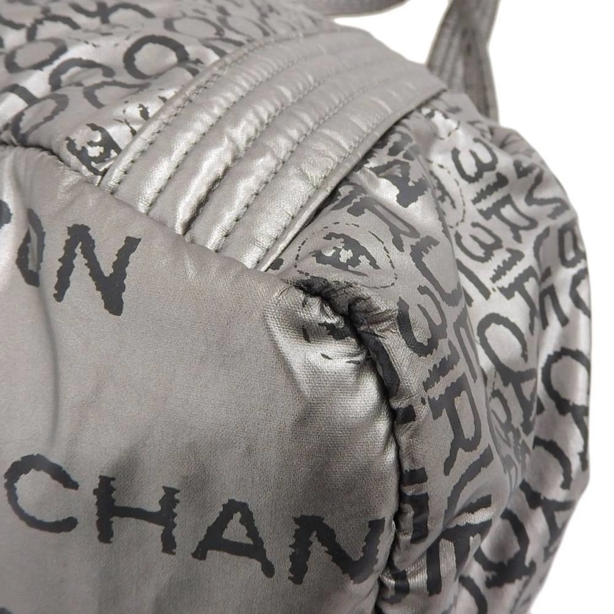 CHANEL unlimited handbag shoulder bag tote silver with seal 1