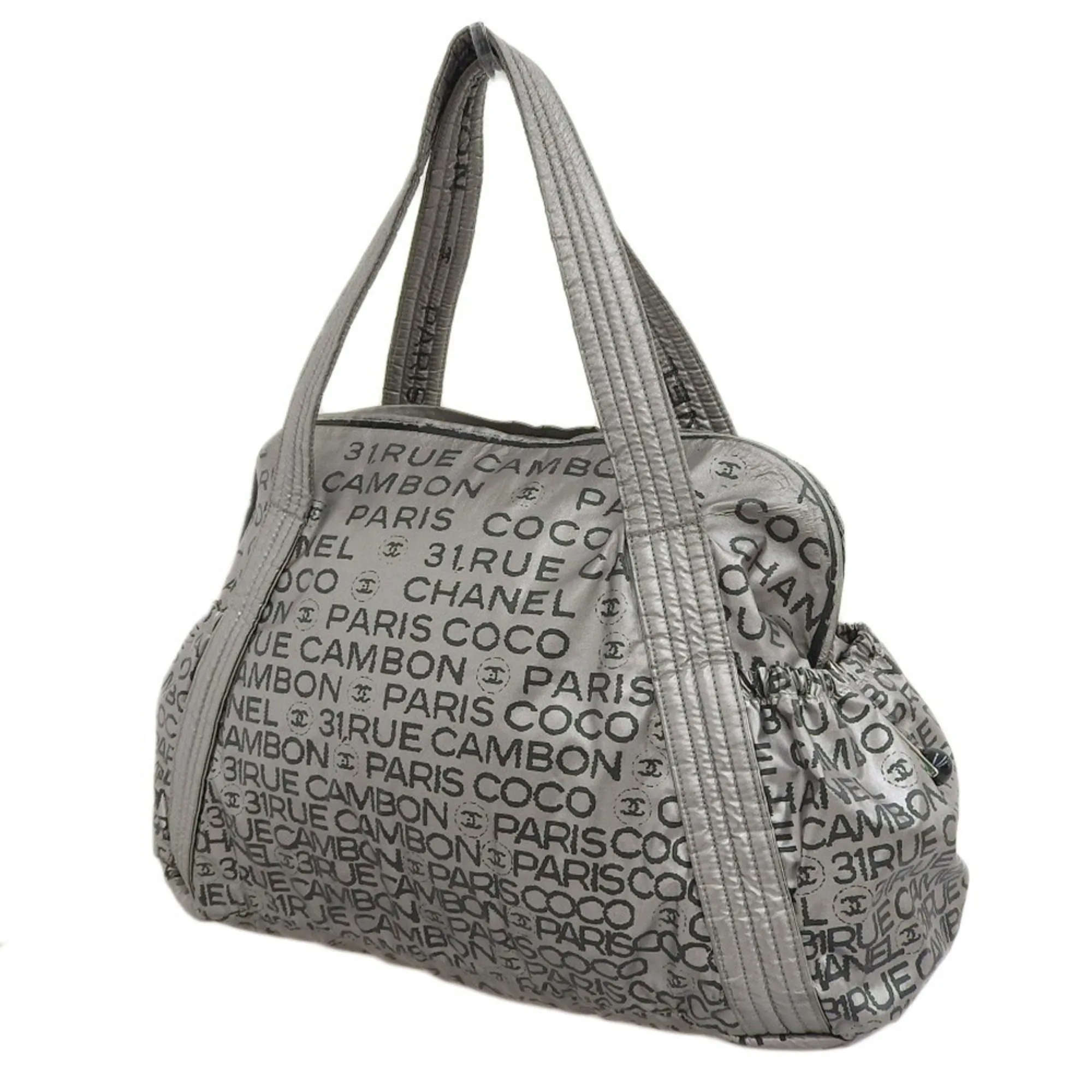 CHANEL unlimited handbag shoulder bag tote silver with seal 1