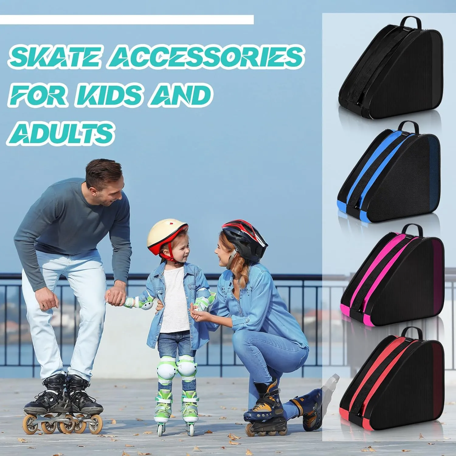 CHENGU Roller Skate Bag Large Capacity Breathable Ice Skate Bag with Adjustable Shoulder Strap Figure Skating Bag Skate Accessories for Boys Girls Adults