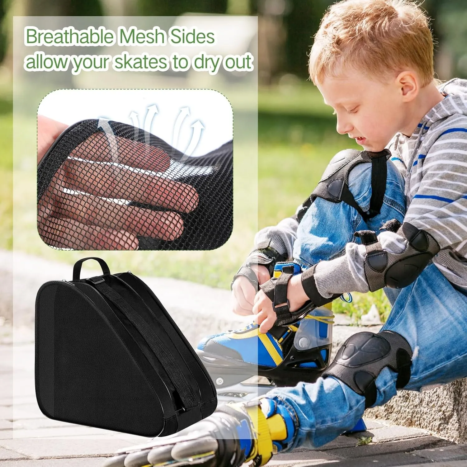 CHENGU Roller Skate Bag Large Capacity Breathable Ice Skate Bag with Adjustable Shoulder Strap Figure Skating Bag Skate Accessories for Boys Girls Adults