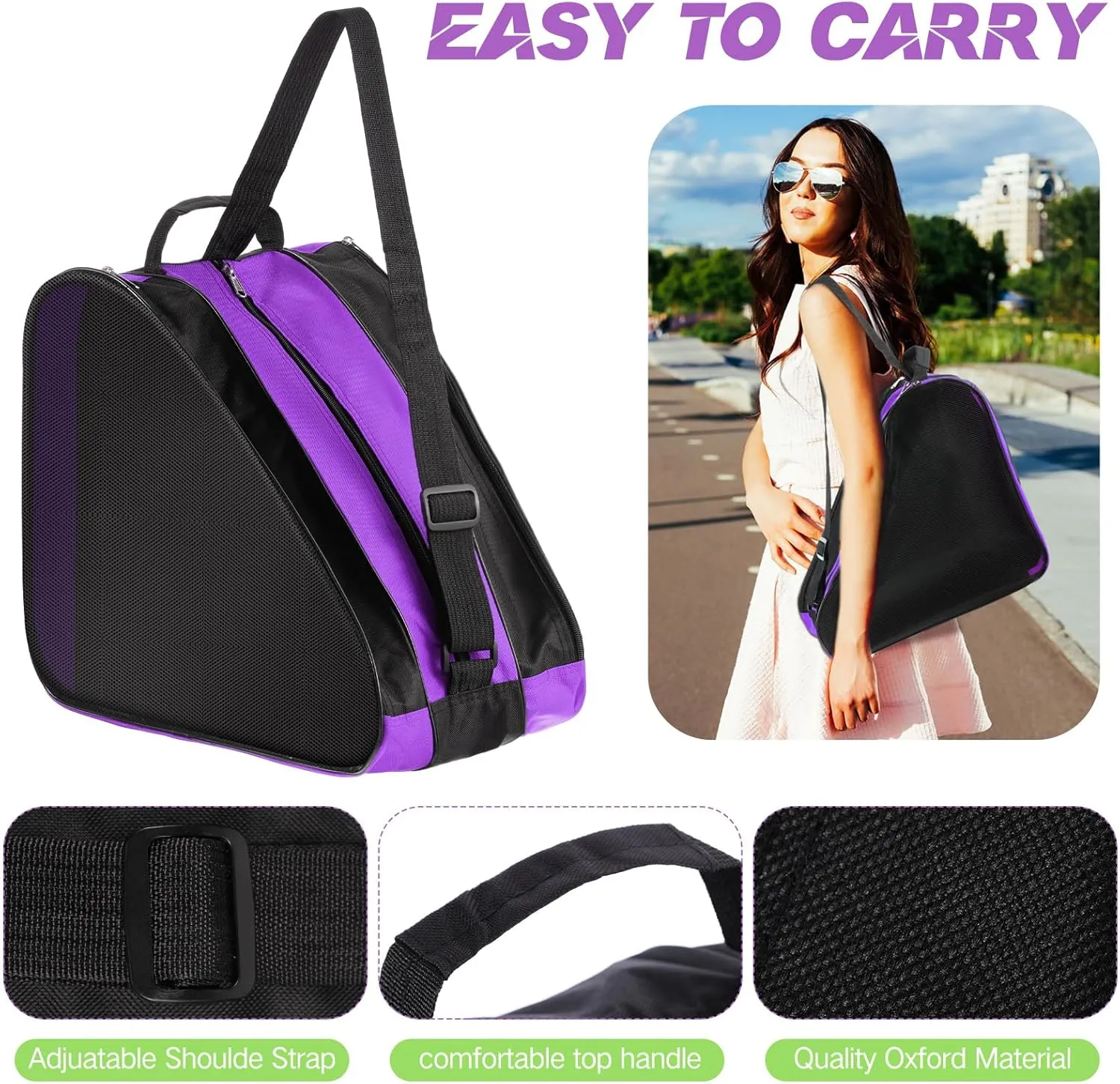 CHENGU Roller Skate Bag Large Capacity Breathable Ice Skate Bag with Adjustable Shoulder Strap Figure Skating Bag Skate Accessories for Boys Girls Adults