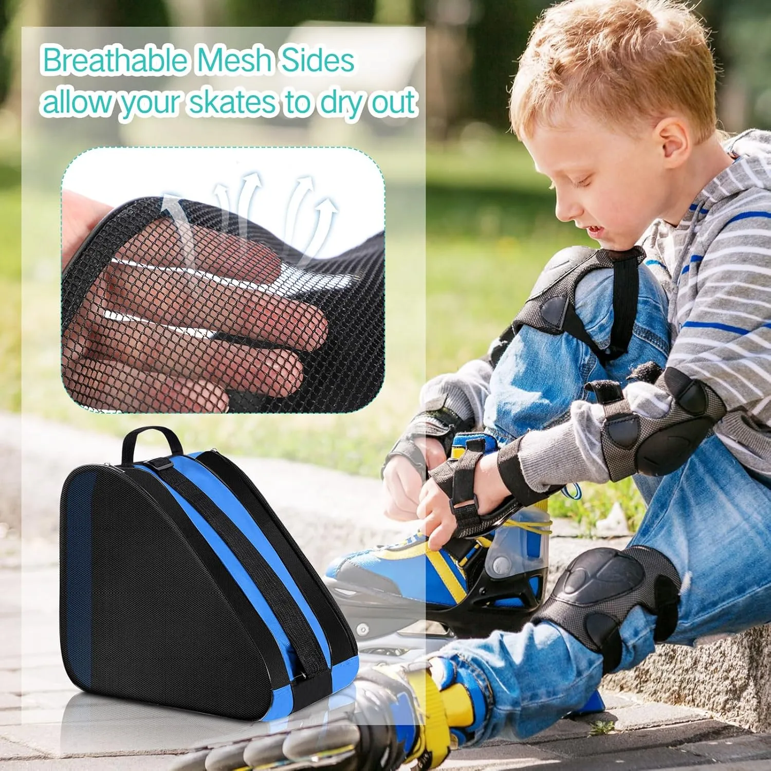 CHENGU Roller Skate Bag Large Capacity Breathable Ice Skate Bag with Adjustable Shoulder Strap Figure Skating Bag Skate Accessories for Boys Girls Adults