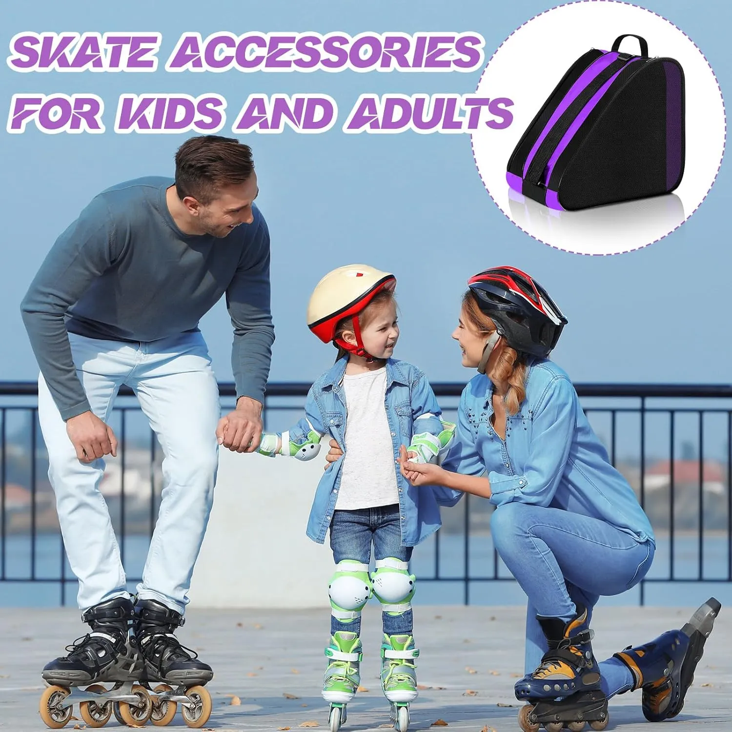 CHENGU Roller Skate Bag Large Capacity Breathable Ice Skate Bag with Adjustable Shoulder Strap Figure Skating Bag Skate Accessories for Boys Girls Adults