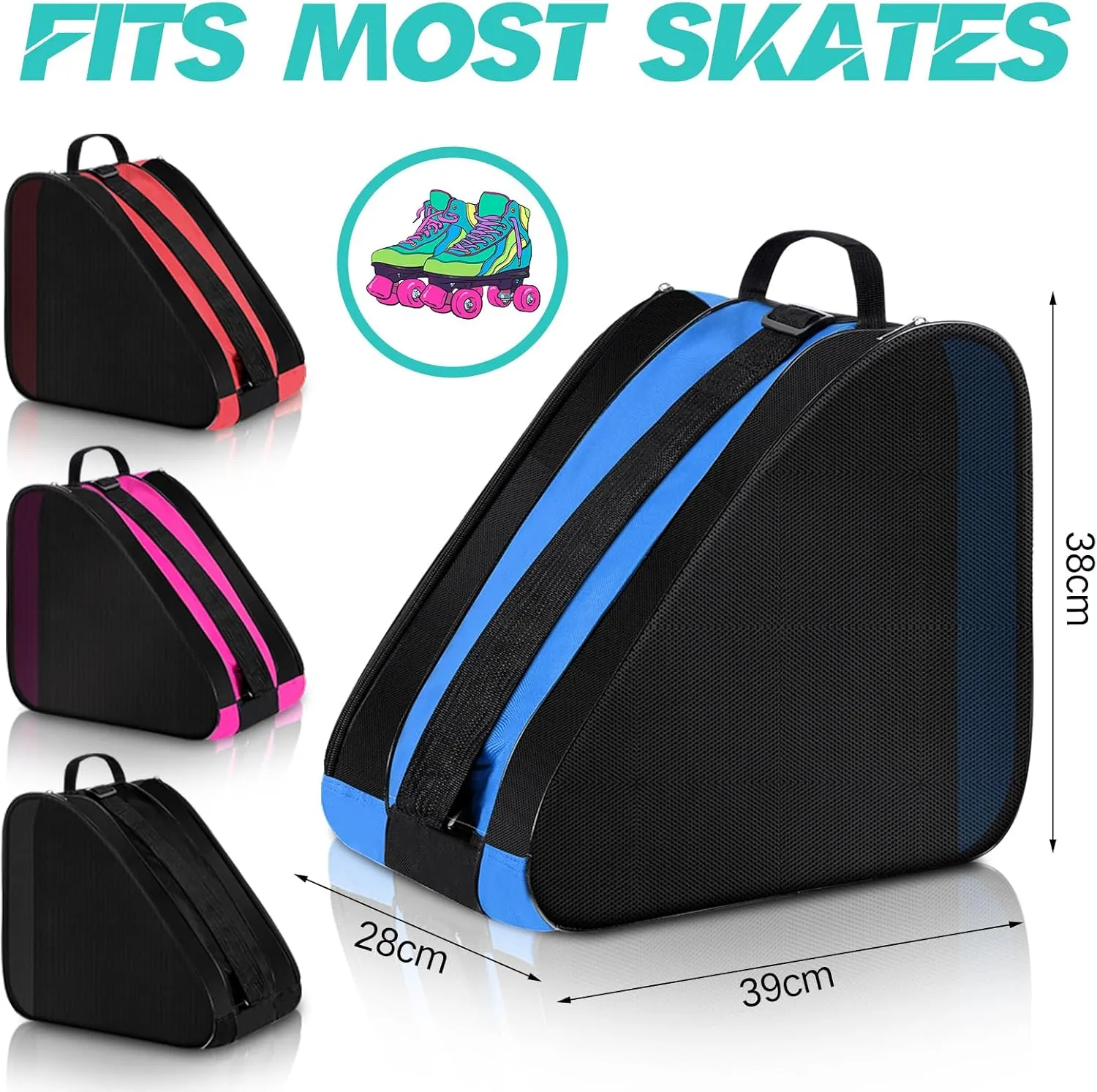 CHENGU Roller Skate Bag Large Capacity Breathable Ice Skate Bag with Adjustable Shoulder Strap Figure Skating Bag Skate Accessories for Boys Girls Adults
