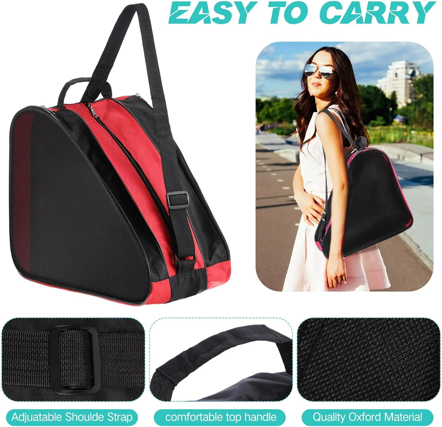 CHENGU Roller Skate Bag Large Capacity Breathable Ice Skate Bag with Adjustable Shoulder Strap Figure Skating Bag Skate Accessories for Boys Girls Adults