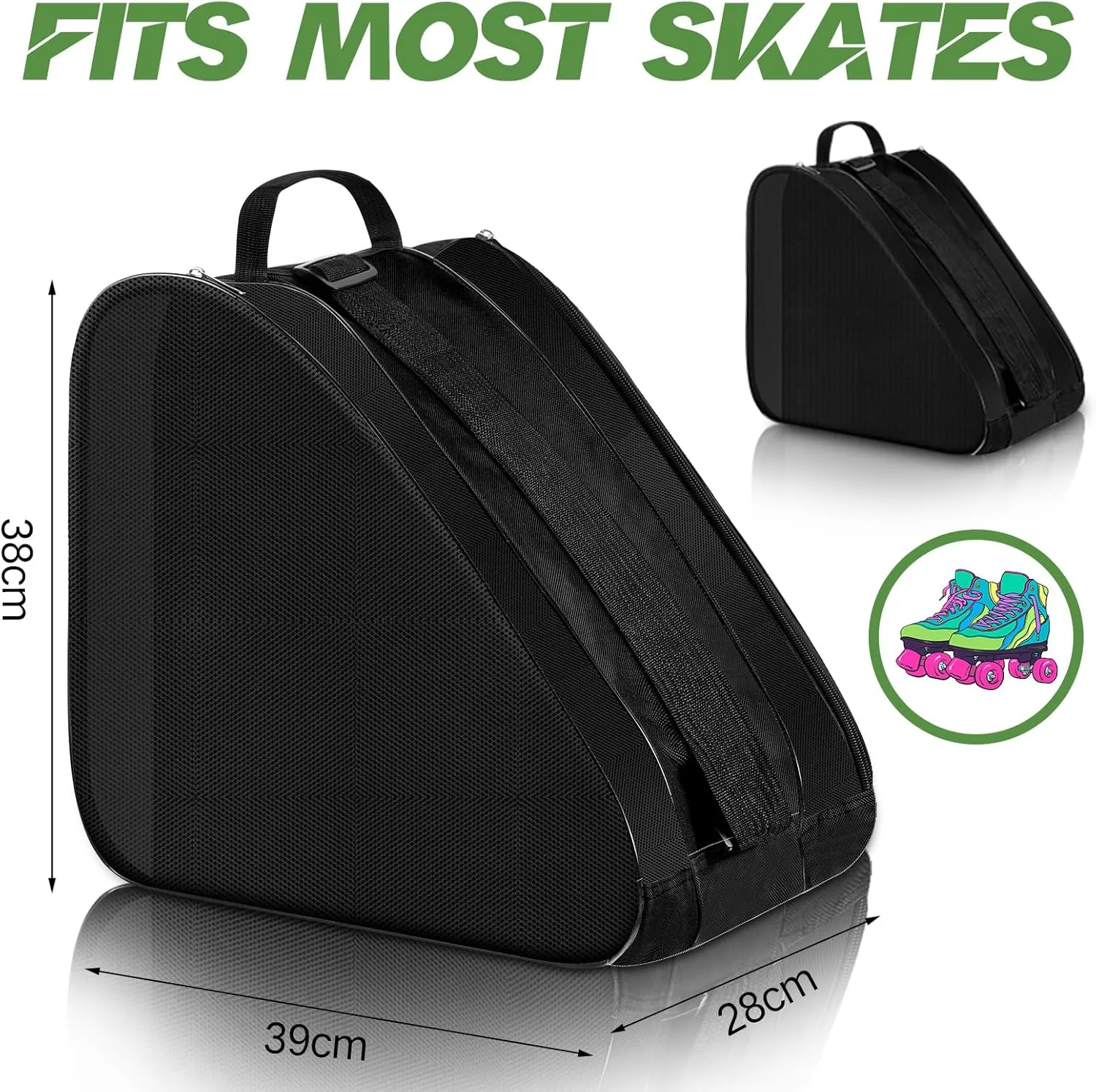 CHENGU Roller Skate Bag Large Capacity Breathable Ice Skate Bag with Adjustable Shoulder Strap Figure Skating Bag Skate Accessories for Boys Girls Adults