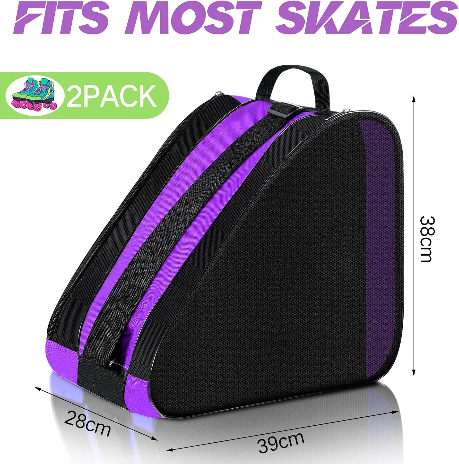CHENGU Roller Skate Bag Large Capacity Breathable Ice Skate Bag with Adjustable Shoulder Strap Figure Skating Bag Skate Accessories for Boys Girls Adults