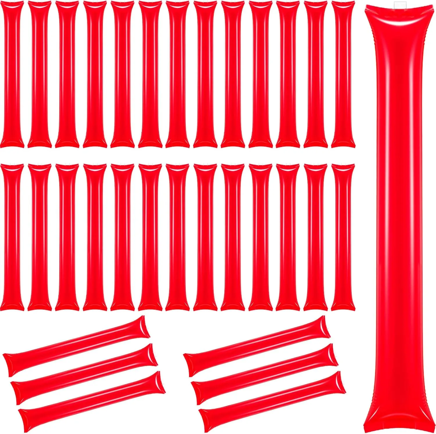 Chivao 120 Pcs Thunder Sticks Thicken Plastic Cheering Sticks Team Inflatable Noise Makers Cheerleading Sticks for Sporting Cheers Spirit Basketball Football Dance Halloween Party(Red)