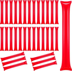 Chivao 120 Pcs Thunder Sticks Thicken Plastic Cheering Sticks Team Inflatable Noise Makers Cheerleading Sticks for Sporting Cheers Spirit Basketball Football Dance Halloween Party(Red)