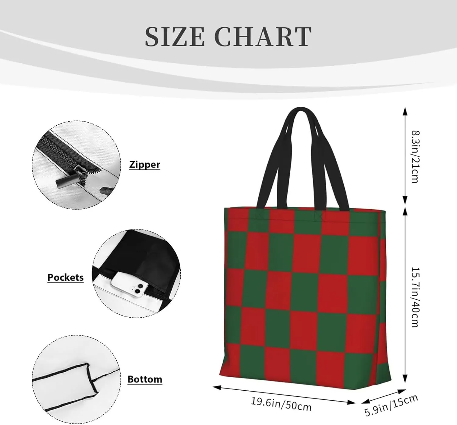 Christmas Tote Women's Travel Bag With Zipper - Large Beach Work Handbag