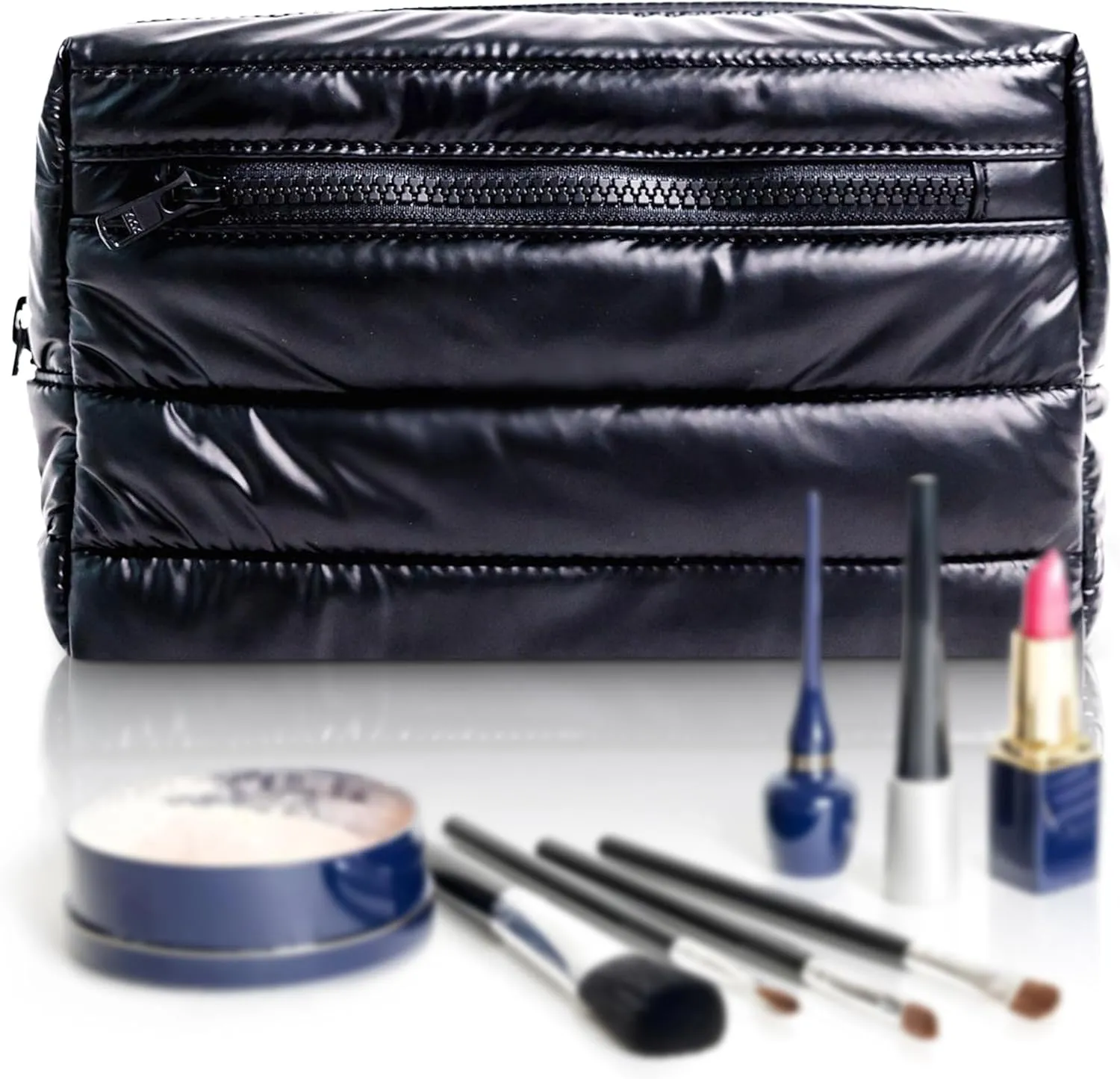 Citi Collective Premium Cosmetic Bag for Women| Makeup Travel Bag, Toiletry Bags for Women| Large Capacity Storage Waterproof Cosmetic Bag for Business, Vacation, or Weekend Traveling (Black)