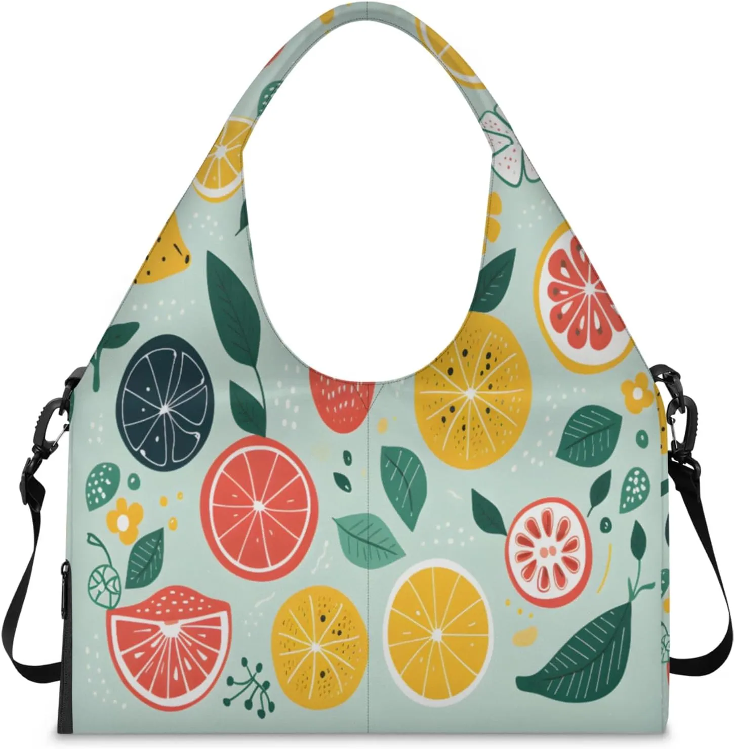 Citrus Slice Refresh Waterproof Gym Bag for Men Women, Sports Duffel Bag with Shoe Compartment Yoga Mat Holder, Portable Large Travel Bag for Fitness, Camping, Weekend Trips