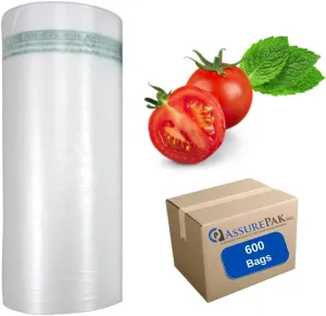 Clear Produce Roll 12"x20" – 600 HDPE Bags (11 Microns, Natural Color) for Food Storage, Grocery Use, Small Business, Reusable Produce, Kitchen Needs, Fresh Food, Storage Solution